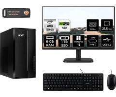 Acer Aspire TC1760 DTBHUEM004MNT2353 Harici GeForce GT 730 4 GB Intel Core i3 12100 8 GB Ram 1 TB SSD Tower Windows 11 Home 21.5 inç Monitörlü Masaüstü Bilgisayar + PER4 BELLEK