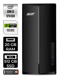 Acer Aspire DT.BHUEM.004 Harici GeForce GT 1030 Intel Core i3 12100 20 GB Ram 512 GB SSD Tower Windows 11 Home Masaüstü Bilgisayar + PER4 BELLEK