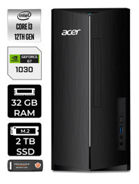 Acer Aspire DT.BHUEM.004 Harici GeForce GT 1030 Intel Core i3 12100 32 GB Ram 2 TB SSD Tower Windows 11 Home Masaüstü Bilgisayar + PER4 BELLEK