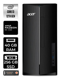 Acer Aspire DT.BHUEM.004 Harici Radeon RX 550 Intel Core i3 12100 40 GB Ram 256 GB SSD Tower Windows 11 Home Masaüstü Bilgisayar + PER4 BELLEK