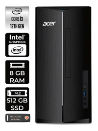 Acer Aspire TC1760 DT.BHUEM.004 Dahili Intel UHD Graphics Intel Core i3 12100 8 GB Ram 512 GB SSD Tower Windows 11 Pro Masaüstü Bilgisayar + PER4 BELLEK