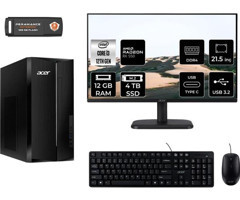 Acer Aspire TC1760 DTBHUEM004MNT1310 Harici Radeon RX 550 Intel Core i3 12100 12 GB Ram 4 TB SSD Tower FreeDos 21.5 inç Monitörlü Masaüstü Bilgisayar + PER4 BELLEK