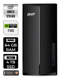 Acer Aspire DT.BHUEM.004 Harici GeForce GT 730 4 GB Intel Core i3 12100 64 GB Ram 4 TB SSD Tower Windows 11 Home Masaüstü Bilgisayar + PER4 BELLEK