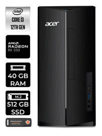 Acer Aspire DT.BHUEM.004 Harici Radeon RX 550 Intel Core i3 12100 40 GB Ram 512 GB SSD Tower Windows 11 Home Masaüstü Bilgisayar + PER4 BELLEK