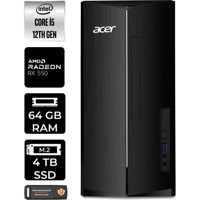 Acer Aspire TC1760 DTBHUEM005P450 Harici Radeon RX 550 Intel Core i5 12400 64 GB Ram 4 TB SSD Tower Windows 11 Pro Masaüstü Bilgisayar + PER4 BELLEK