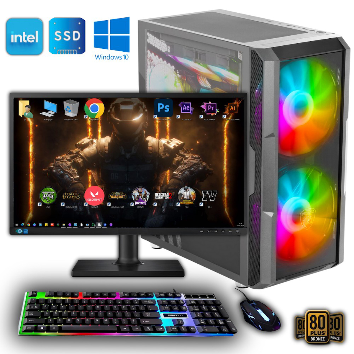 Avantron GMX7277 Harici GeForce RTX 4060 Intel Core i7 12700K 32 GB Ram DDR4 1 TB SSD Tower FreeDos 23.8 inç Monitörlü Masaüstü Bilgisayar