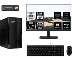 Acer Aspire TC1760 DTBHUEM004MNT306 Dahili Intel UHD Graphics Intel Core i3 12100 12 GB Ram 256 GB SSD Tower FreeDos 21.5 inç Monitörlü Masaüstü Bilgisayar + PER4 BELLEK