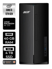 Acer Aspire DT.BHUEM.004 Harici Radeon RX 550 Intel Core i3 12100 40 GB Ram 4 TB SSD Tower Windows 11 Home Masaüstü Bilgisayar + PER4 BELLEK