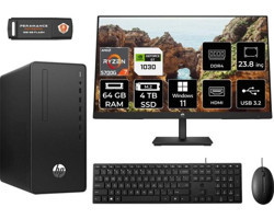 HP 295 G8 6D389EAMNT3400 Harici GeForce GT 1030 AMD Ryzen 7 5700G 64 GB Ram 4 TB SSD Tower Windows 11 Home 23.8 inç Monitörlü Masaüstü Bilgisayar + PER4 BELLEK