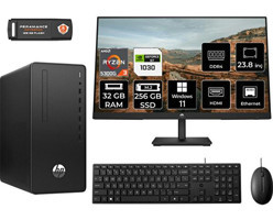 HP 295 G9 6D391EAMNT2426 Harici GeForce GT 730 4 GB AMD Ryzen 3 5300G 32 GB Ram 256 GB SSD Tower Windows 11 Pro 23.8 inç Monitörlü Masaüstü Bilgisayar + PER4 BELLEK