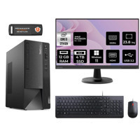 Lenovo Thinkcentre Neo 50T 11SC001ATX Harici Radeon RX 550 Intel Core i3 12100 12 GB Ram 4 TB SSD Tower Windows 11 Home 23.8 inç Monitörlü Masaüstü Bilgisayar