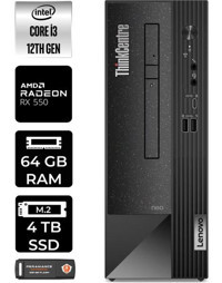 Lenovo Thinkcentre Neo 50S 11SX002VTXP350 Harici Radeon RX 550 Intel Core i3 12100 64 GB Ram 4 TB SSD Tower FreeDos Masaüstü Bilgisayar + PER4 BELLEK