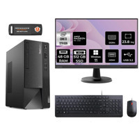 Lenovo Thinkcentre Neo 50T 11SC001ATX Harici Radeon RX 550 Intel Core i3 12100 48 GB Ram 512 GB SSD Tower Windows 11 Home 23.8 inç Monitörlü Masaüstü Bilgisayar