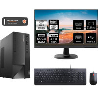 Lenovo Thinkcentre Neo 50T 11SE00MJTXMNT350 Harici GeForce RTX 3060 Ti Intel Core i5 12400 64 GB Ram 4 TB SSD Tower FreeDos 21.5 inç Monitörlü Masaüstü Bilgisayar + PER4 BELLEK