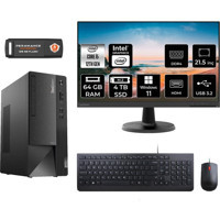 Lenovo Thinkcentre Neo 50T 11SE00MJTXMNT450 Dahili Intel UHD Graphics Intel Core i5 12400 64 GB Ram 4 TB SSD Tower Windows 11 Pro 21.5 inç Monitörlü Masaüstü Bilgisayar + PER4 BELLEK