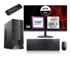 Lenovo Thinkcentre Neo 50T GEN4 12JB005DTRM40 Harici GeForce RTX 3060 Ti Intel Core i5 12400 64 GB Ram 4 TB SSD Tower Windows 11 Home 23.8 inç Monitörlü Masaüstü Bilgisayar + Zetta Flash Bellek