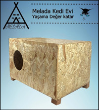 Melada 60x40x30 cm Dikdörtgen Su Geçirmez Dış Mekan Kedi Evi Ahşap Rengi