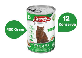 Energy Kısırlaştırılmış Somonlu Parça Etli-Soslu Yaş Kedi Maması 12x400 gr