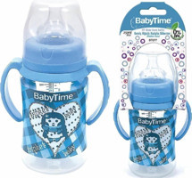 Babytime Polipropilen Yavaş Akışlı 0-6 Ay Desenli Mavi Damaklı Biberon Seti 240 ml