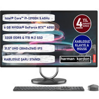 Lenovo Yoga 32IRH8 F0HJ0037TR Harici UHD Graphics Intel Core i9 13900H 32 GB Ram 1 TB SSD 31.5 inç Full HD Freedos All In One Bilgisayar