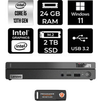 Lenovo ThinkCentre 50Q Gen 4 12LN0048TRP374 Dahili Intel UHD Graphics Intel Core i5 13420H 24 GB 2 TB Windows 11 Home Mini Pc + Per4 USB Flash Bellek