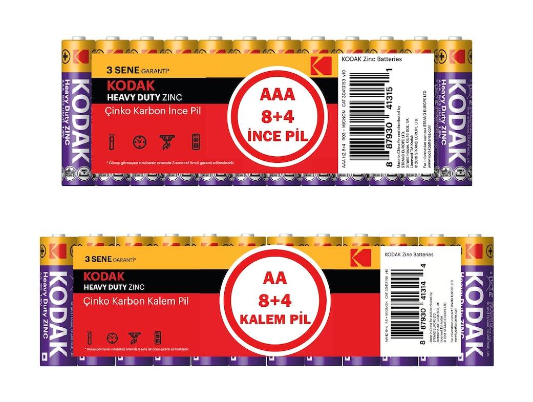 Kodak Heavy Duty 9 V Çinko AAA / İnce Kalem Pil 24'lü