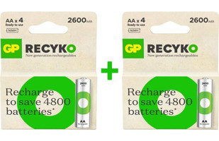 Gp Recyko 1.2 V 2700 mAh Çinko AA / Kalem Şarjlı Pil 8'li