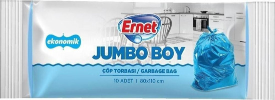 Ernet Jumbo Boy 80x110 cm Çöp Poşeti 10 Adet Mavi