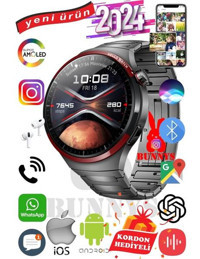 Bunnys Hello HT-13 Android 46 mm Metal Kordon Yuvarlak Erkek Akıllı Saat Siyah + Kordon Hediye