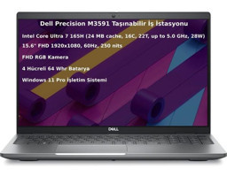 Dell Precision M3591 XCTOP3591EMEA-OS5 Harici Intel ARC Graphics Intel Core Ultra 7 165 16 GB Ram 512 GB SSD 15.6 inç Full HD Windows 11 Pro Laptop