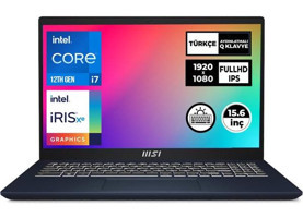 MSI Modern 15 B12MO-814XTR 006 Harici Intel Iris Xe Graphics Eligible Intel Core i7 1255U 16 GB Ram 1 TB SSD 15.6 inç Full HD Windows 11 Pro Laptop