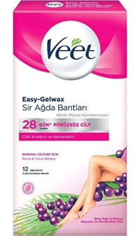 Veet Easy-Gelwax Shea Yağı ve Kırmızı Meyveler Normal Ciltler 12 Adet Tüm Vücut Ağda Bandı