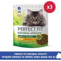 Perfect Fit Natural Vitality Hindi-Tavuk Tahıllı Yetişkin Kuru Kedi Maması 3x1 kg