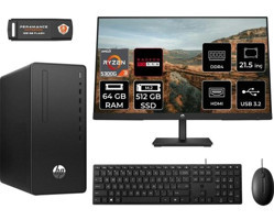 Hp 295 G9 6D391EAMNT1347 Harici Radeon RX 550 AMD Ryzen 3 5300G 64 GB Ram 512 GB SSD Tower FreeDos 21.5 inç Monitörlü Masaüstü Oyuncu Bilgisayarı + PER4 BELLEK