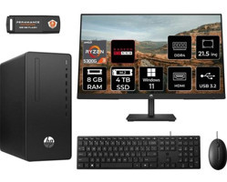 Hp 295 G9 6D391EAMNT1355 Harici Radeon RX 550 AMD Ryzen 3 5300G 8 GB Ram 4 TB SSD Tower Windows 11 Home 21.5 inç Monitörlü Masaüstü Oyuncu Bilgisayarı + PER4 BELLEK