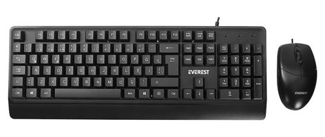 Everest KM-619 Sessiz Ergonomik Siyah Kablolu Klavye Mouse Seti