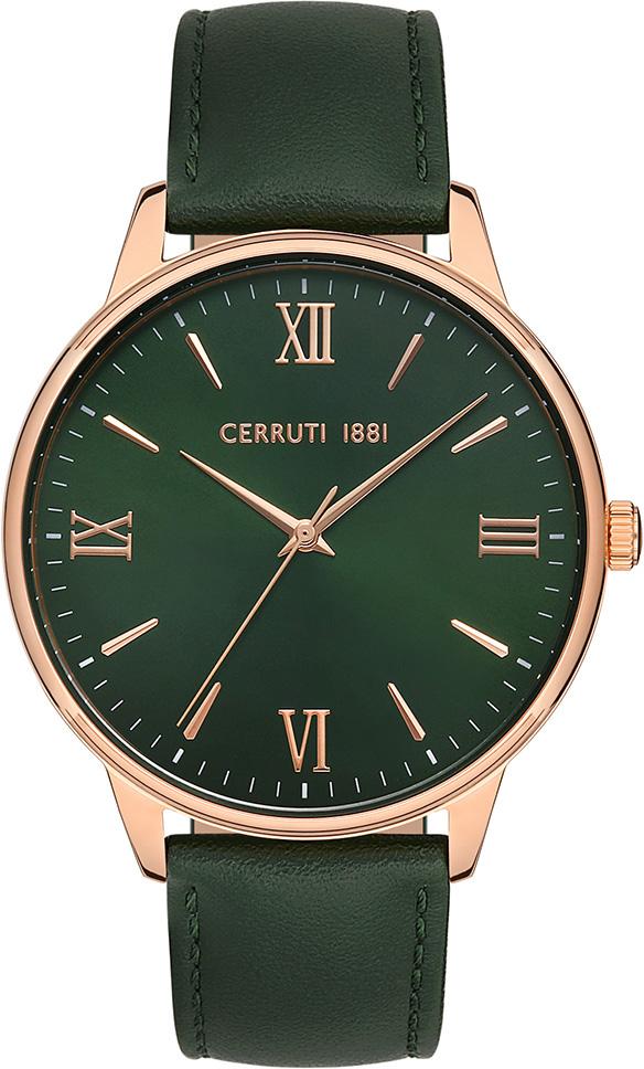 Cerruti 1881 CIWGA2229904 43 mm Yeşil Deri Kordon Analog Erkek Kol Saati