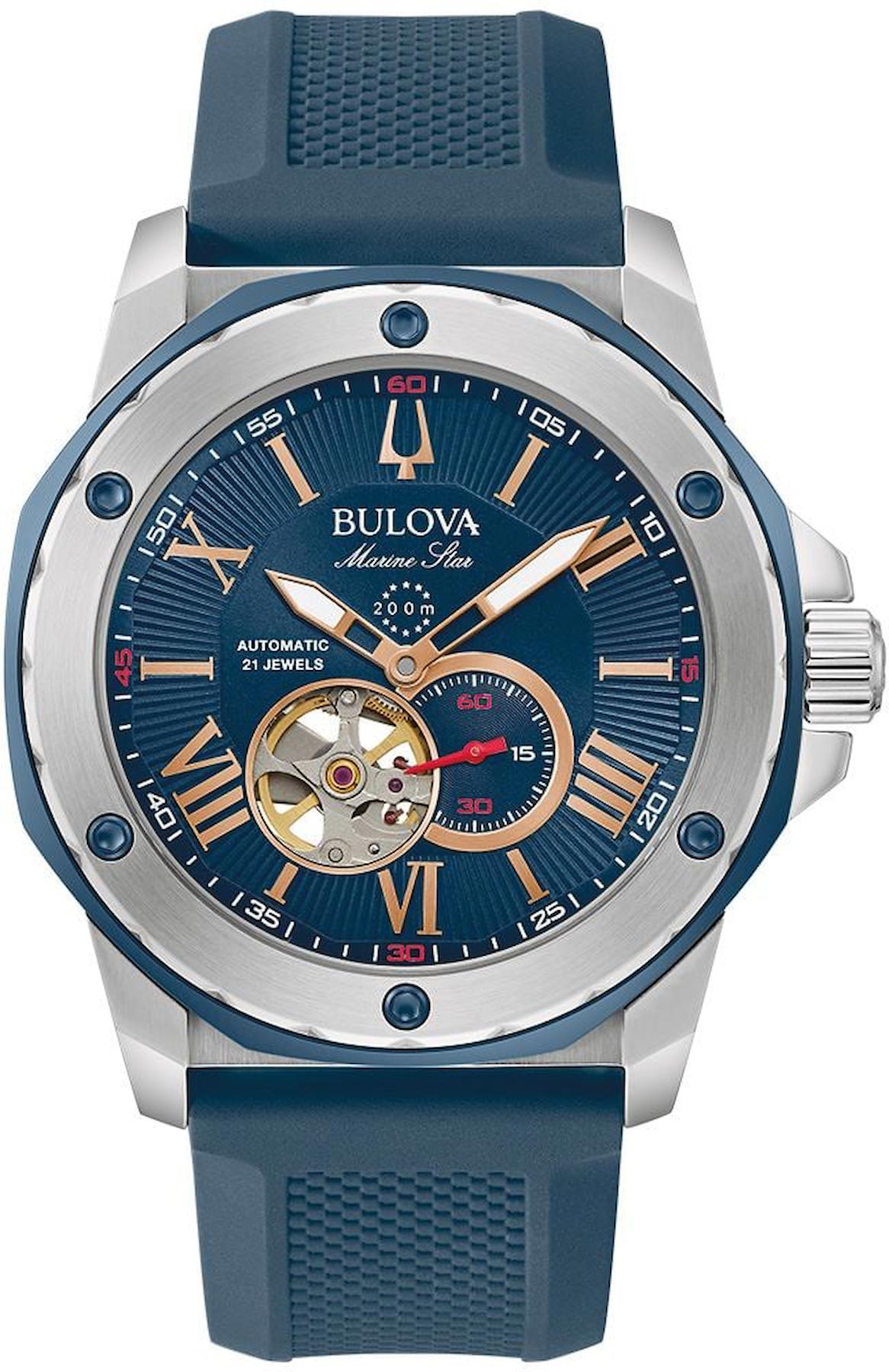 Bulova 98A282 45 mm Lacivert Silikon Kordon Analog Kol Saati