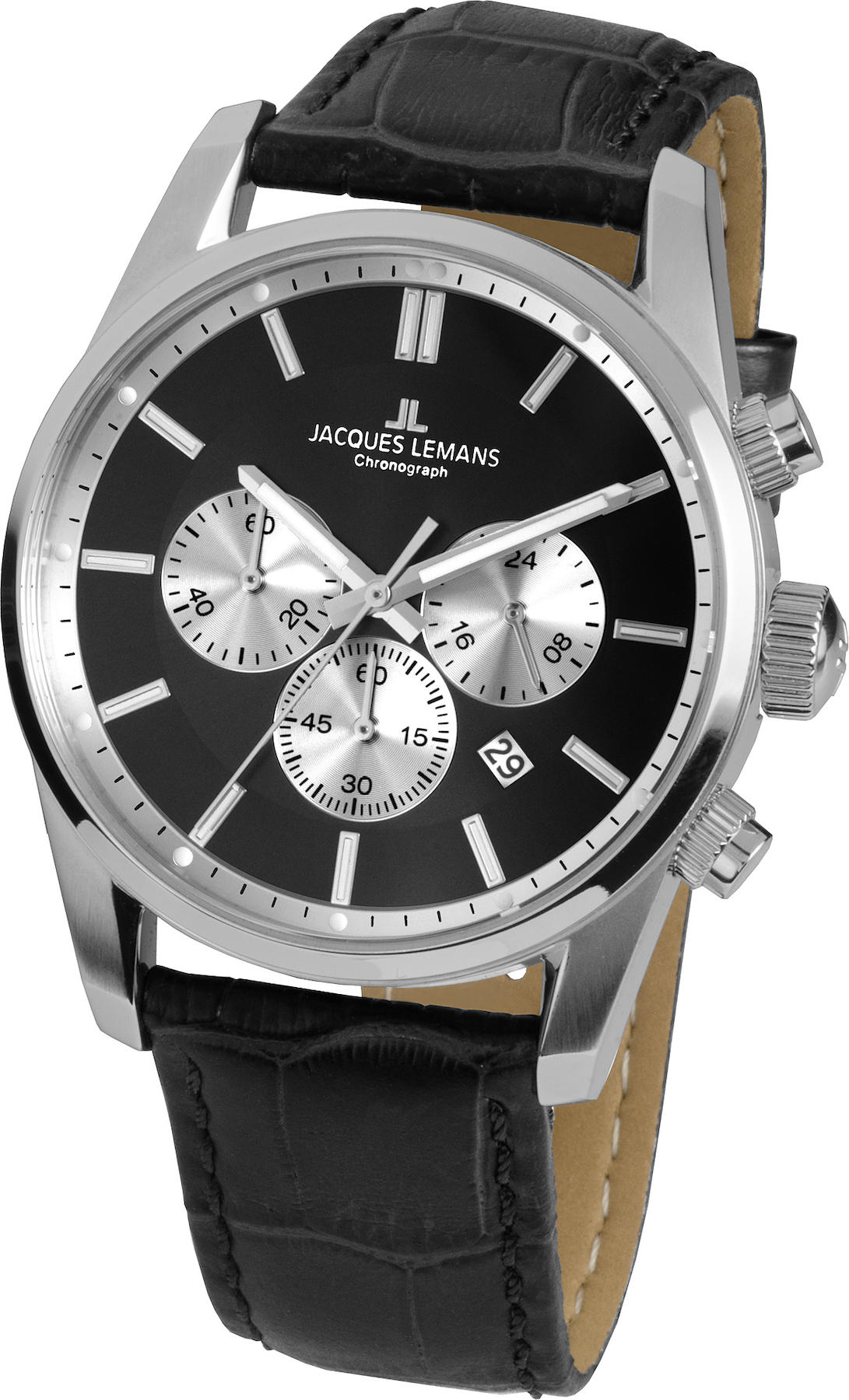 Jacques Lemans BARCELONA 42-6.1A Pusulalı Takvimli 42 mm Siyah Çelik Kordon Analog Erkek Kol Saati