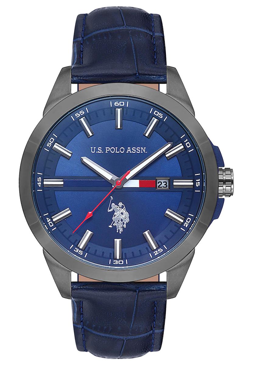 U.S. Polo Assn USPA1004-03 Takvimli 46 mm Lacivert Deri Kordon Analog Erkek Kol Saati