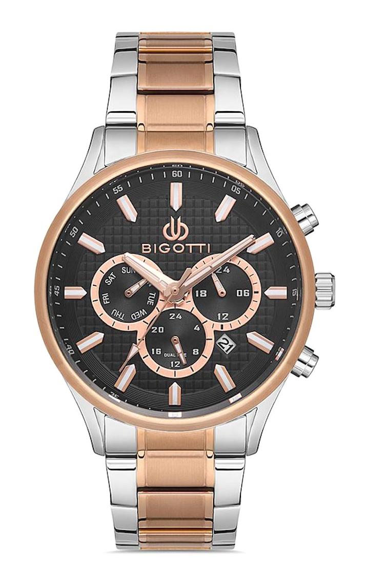 Bigotti BG.1.10259.5 Takvimli 44 mm Gri-Rose Gold Çelik Kordon Analog Erkek Kol Saati