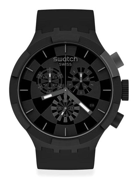 Swatch SB02B400 Takvimli 44 mm Si̇yah Silikon Kordon Analog Erkek Kol Saati