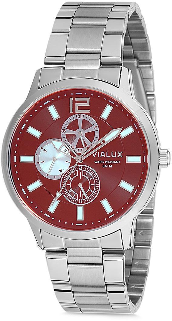 Vialux VX512S-04SS Takvimli 42 mm Çelik Kordon Analog Kol Saati