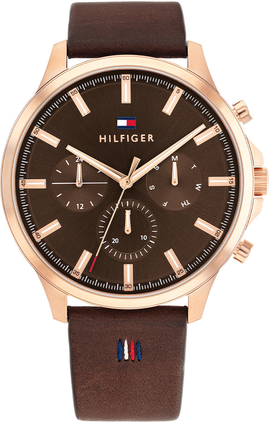 Tommy Hilfiger TH1710497 Takvimli 44 mm Kahverengi Deri Kordon Analog Erkek Kol Saati