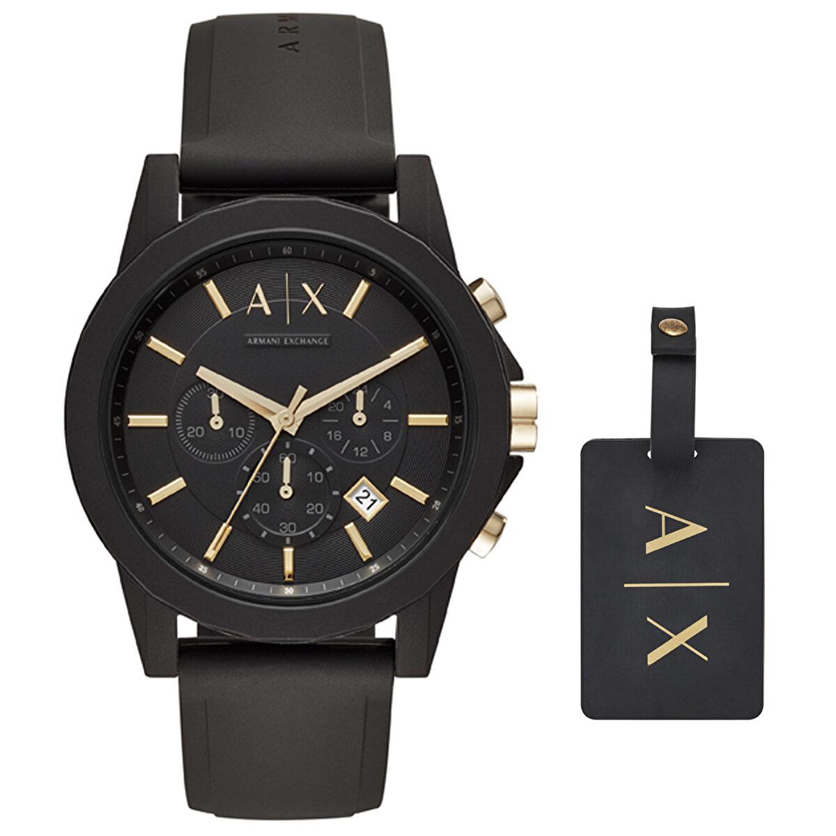 Armani Exchange AX7105 Takvimli 45 mm Siyah Silikon Kordon Analog Erkek Kol Saati