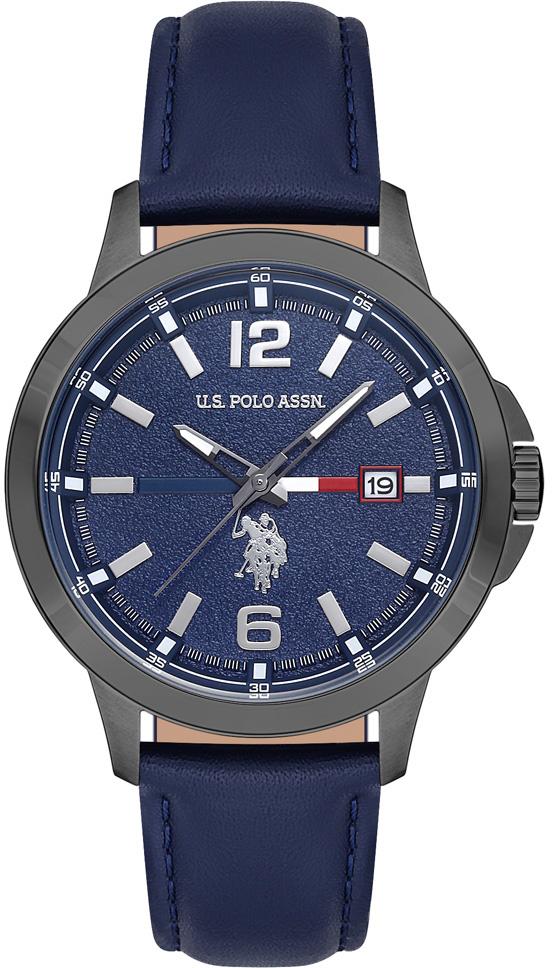 U.S. Polo Assn USPA1021-05 Takvimli 43 mm Lacivert Deri Kordon Analog Erkek Kol Saati