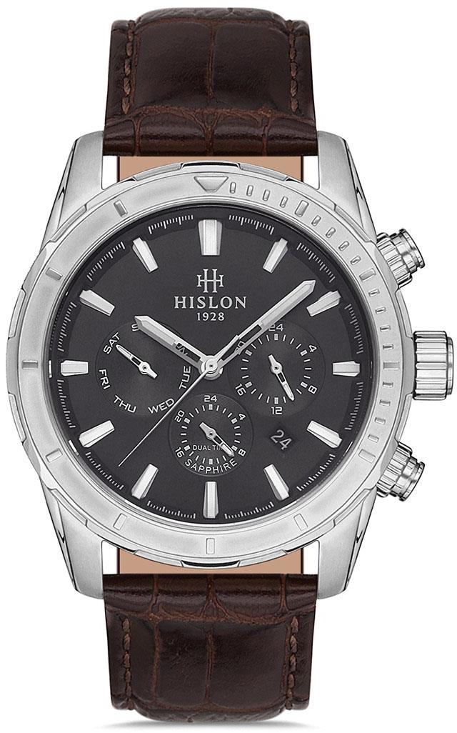 Hislon DT133S-05KS Pusulalı Takvimli 45 mm Kahverengi Deri Kordon Analog Kol Saati