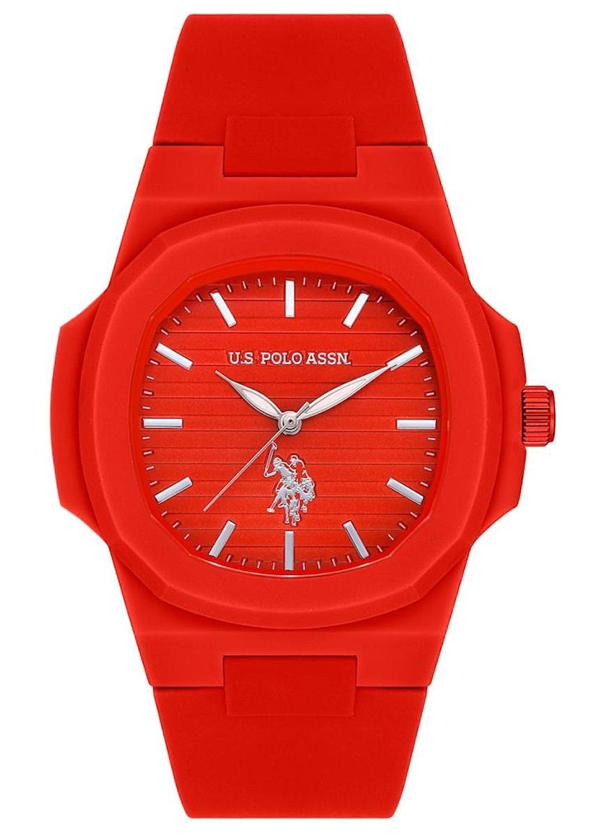 U.S. Polo Assn USPA1050-05 48 mm Kırmızı Silikon Kordon Analog Erkek Kol Saati