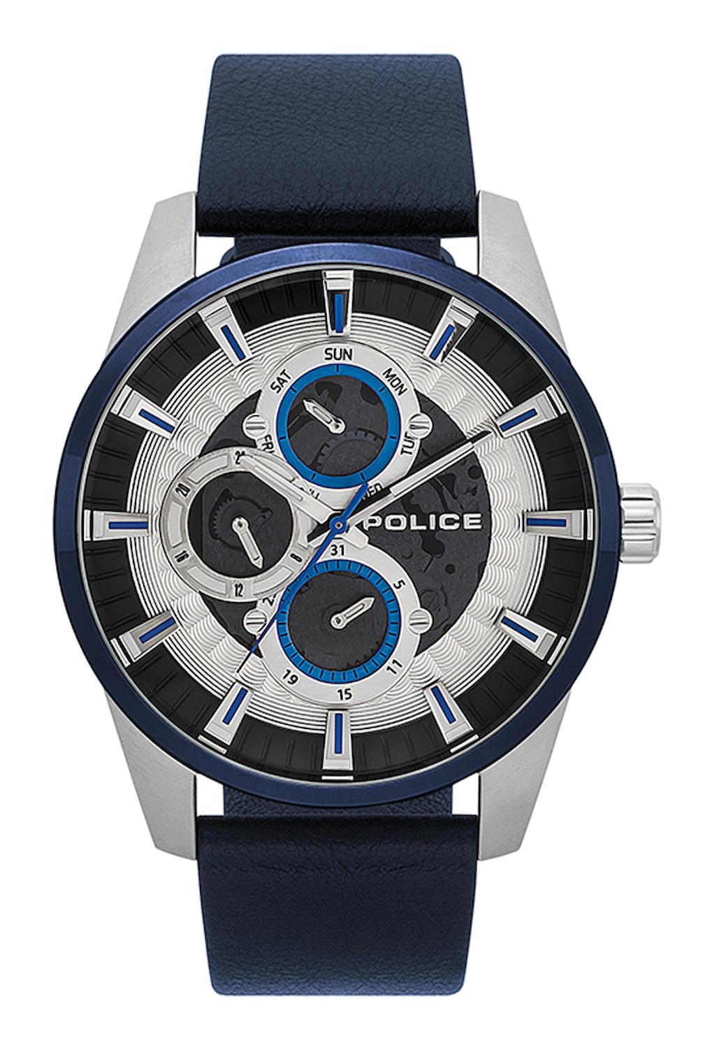 Police PL.15409JSTBL-03 Takvimli 46-50 mm Lacivert Deri Kordon Analog Erkek Kol Saati