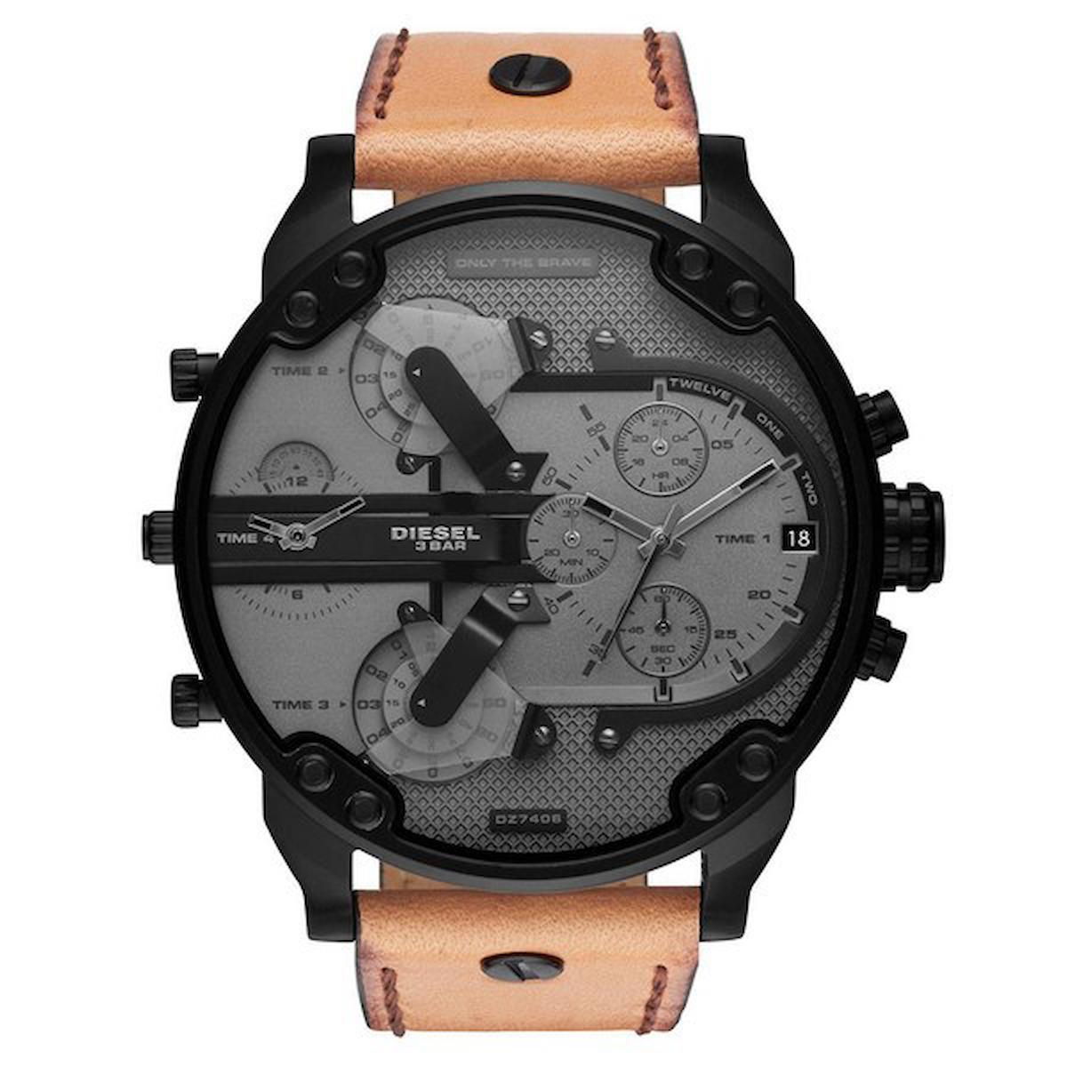 Diesel DZ7406 Takvimli 42 mm Kahverengi Çelik Kordon Analog Erkek Kol Saati